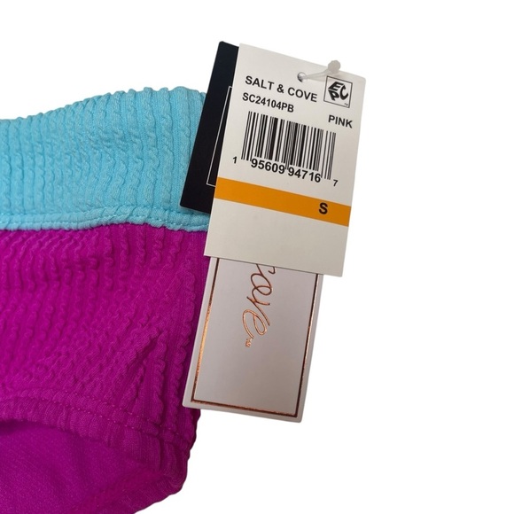 Salt + Cove Color Blocked Bikini Bottoms Pink / Fuchsia & Blue Small New - Picture 2 of 4